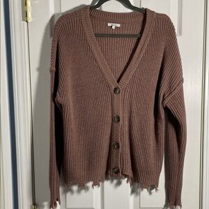 Maurices Brown Frayed Hem Cardigan